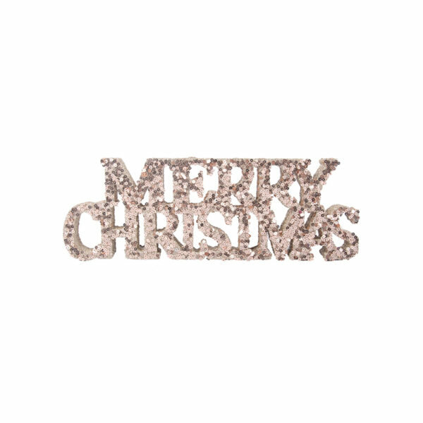 MERRY CHRISTMAS SIGN CHAMPAGNE 30CM