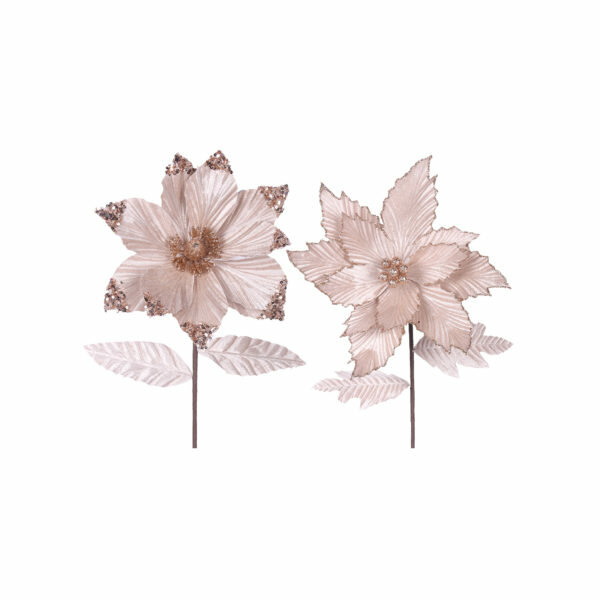CHAMPAGNE MAGNOLIA & POINSETTIA STEM WITH LEAF
