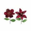 VELVET FLOWER STEM WITH GREEN LEAF 27cm