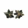 DARK GREEN VELVET POINSETTIA & MAGNOLIA WITH CLIP