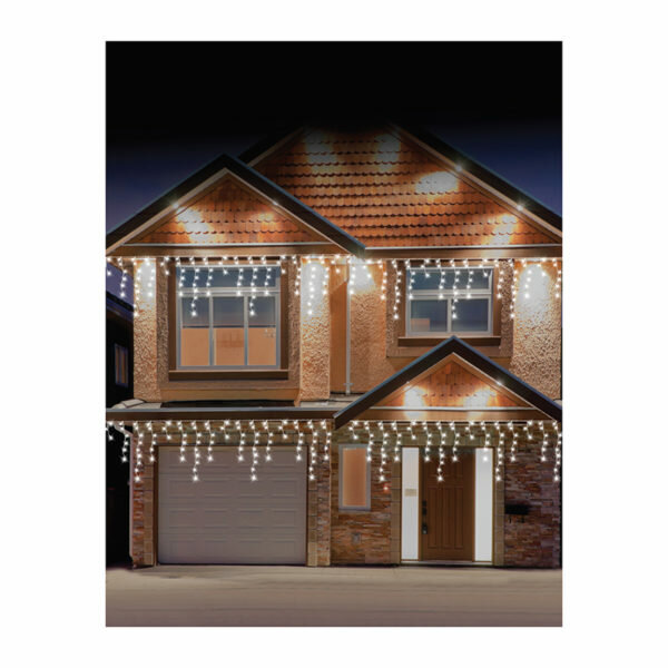 23.8M 960 WHITE LED SNOWING ICICLES WITH WHITE WIRE WITH 8 FUNCTION MEMORY CONTROLLER AND TIMER