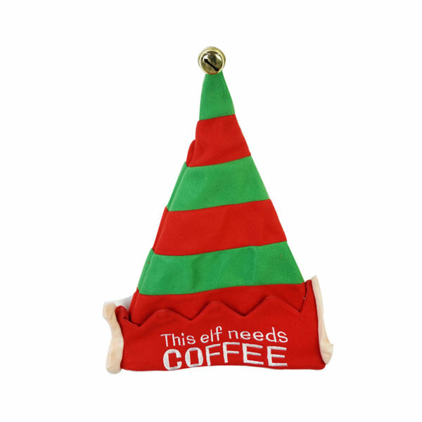 ELF HAT WITH COFFEE SLOGAN