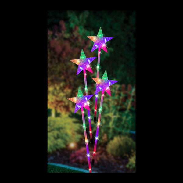 LED MULTI COLOURED CRYSTAL STAR PATH LIGHTS (4 PACK)