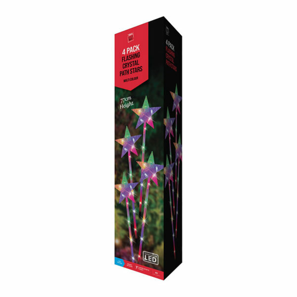 LED MULTI COLOURED CRYSTAL STAR PATH LIGHTS (4 PACK)