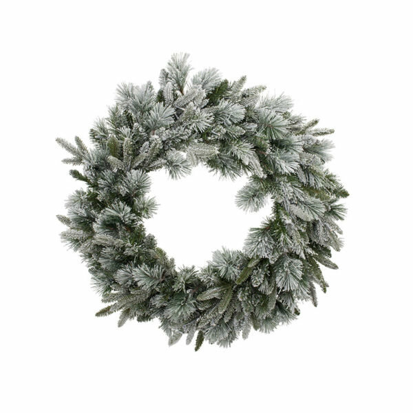 SNOWY EMERALD ANGEL WREATH 76CM