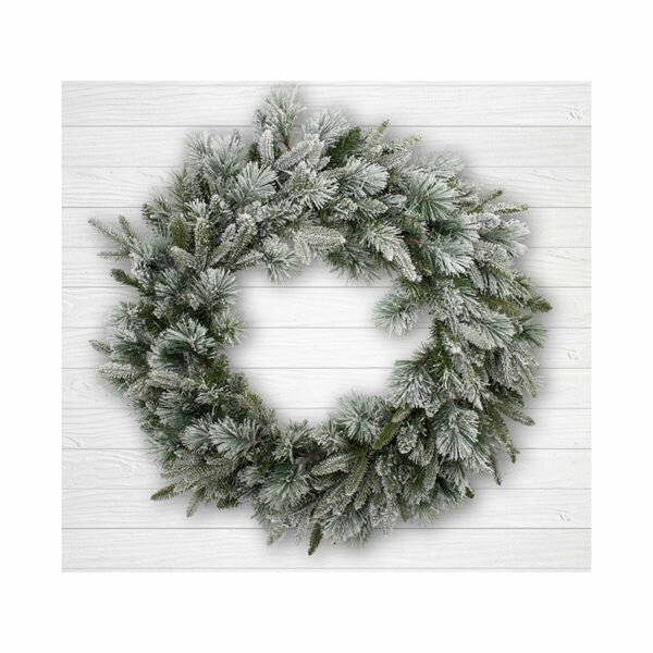 SNOWY EMERALD ANGEL WREATH 76CM