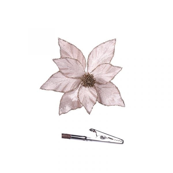IVORY and CHAMPAGNE FLOWER WITH CLIP 15cm 48