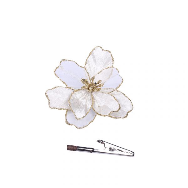 IVORY and CHAMPAGNE FLOWER WITH CLIP 15cm