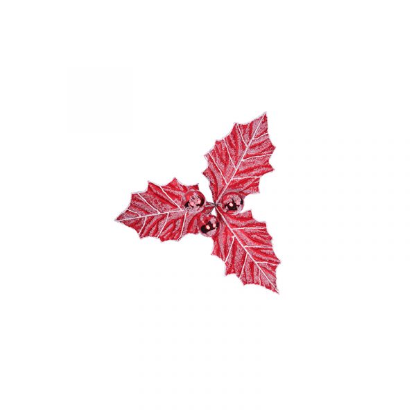RED & WHITE HOLLY BERRY WITH CLIP 30cm