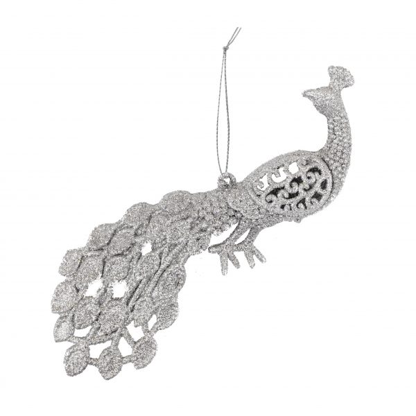 GLITTER HANGING PEACOCK DECO