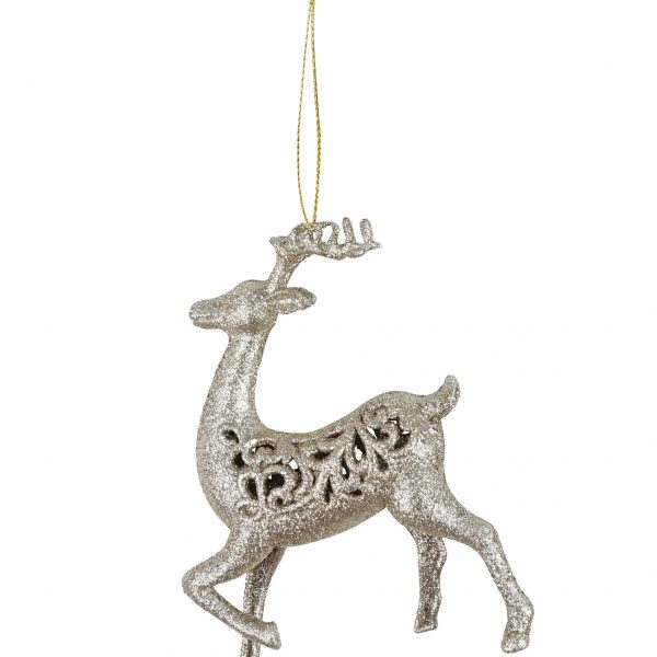 GLITTER HANGING DEER DECO