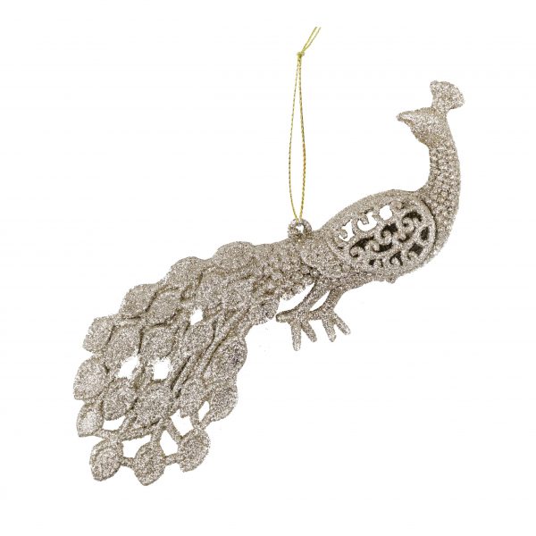 GLITTER HANGING PEACOCK DECO