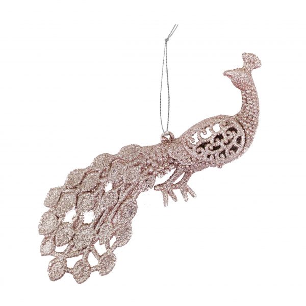 GLITTER HANGING PEACOCK DECO
