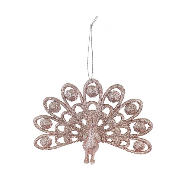GLITTER HANGING PEACOCK DECO