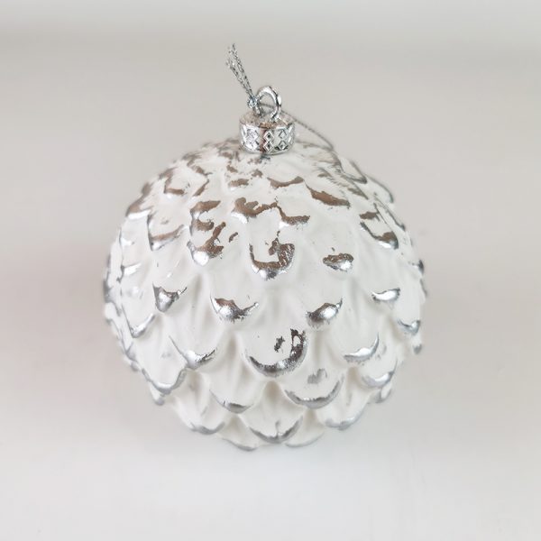 10cm Painted Ball white and silver