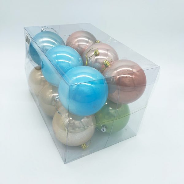 10cm Bauble 12pk Pearl Pastel