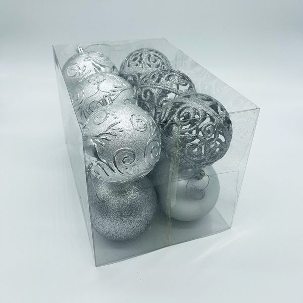10cm Silver Bauble 12pk