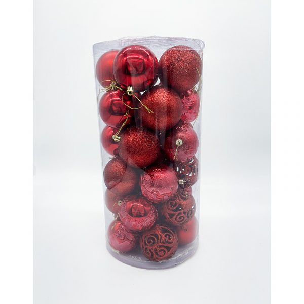 8cm Red 30 pc Assorted Ornament