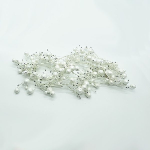 1.8m White Glitter Ball Garland
