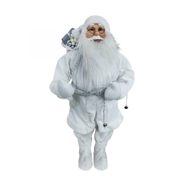 90cm Santa White W/ Gift Sack&Bells