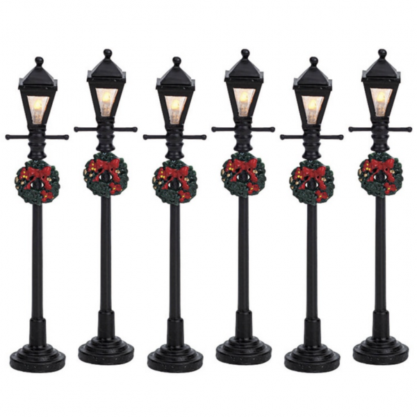 LEMAX 64499 - GAS LANTERN STREET LAMP, SET OF 6, B/O (4.5V)