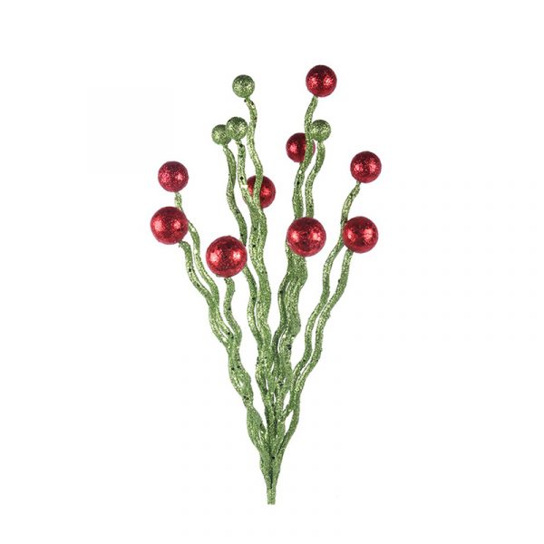 Red & Green Glitter Stem 75cm