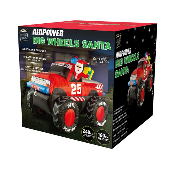 AIRPOWER INFLATABLE SANTA TRUCK 4x4 BIG WHEELS