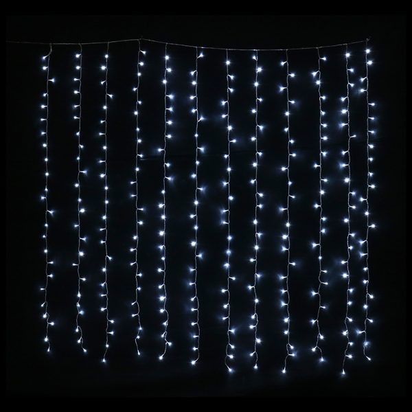 280 LED FLASHING CURTAIN LIGHTS - COOL WHITE (1.8x1.8m)