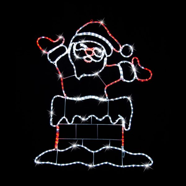 santa in chimney led rope light