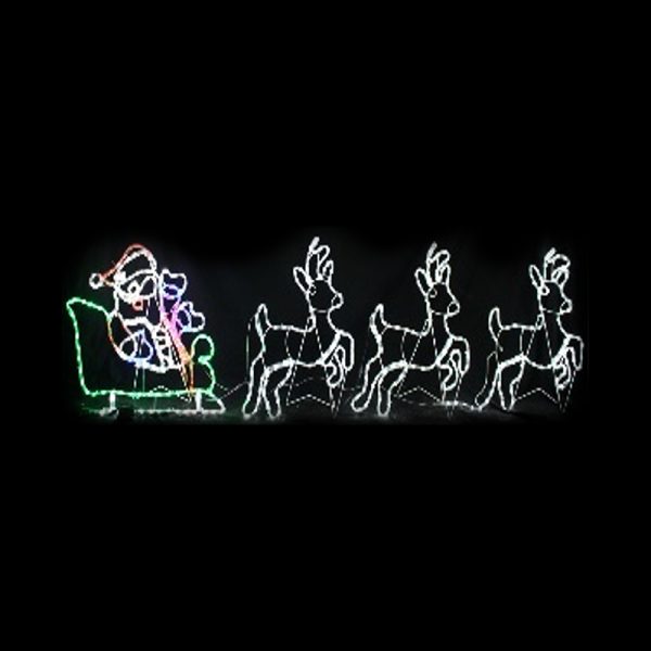 3 DEERS AND SLEIGH LED ROPE LIGHT MOTIF