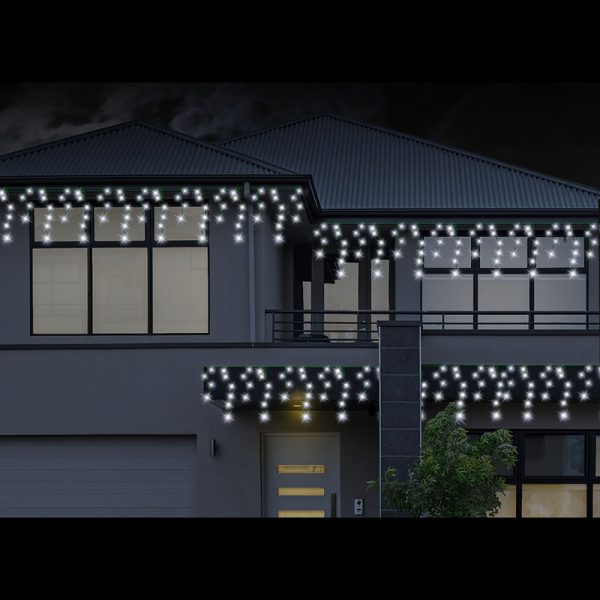400 SOLAR ICICLE LIGHTS (7.9m) - COOL WHITE