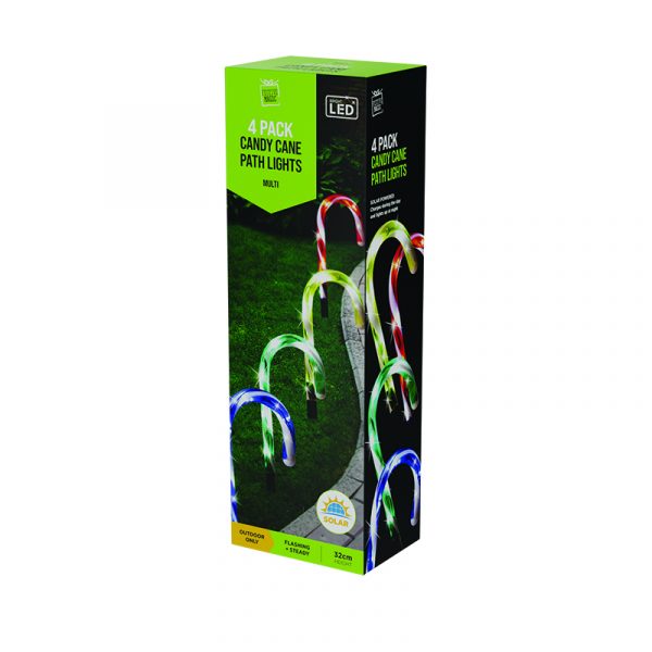 SOLAR MINI CANDY CANE GARDEN PATH LIGHTS - MULTI COLOURED