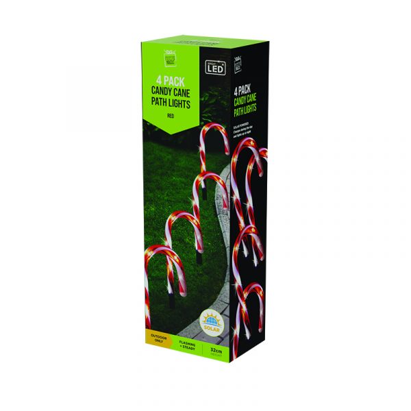SOLAR MINI CANDY CANE GARDEN PATH LIGHTS - RED & WHITE