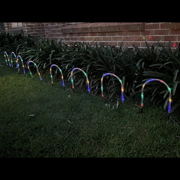 SOLAR LED ARCH GARDEN PATH LIGHTS (8 PACK) MULTI COLOURED