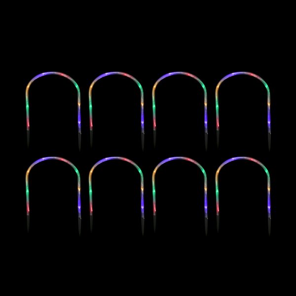 SOLAR LED ARCH GARDEN PATH LIGHTS (8 PACK) MULTI COLOURED