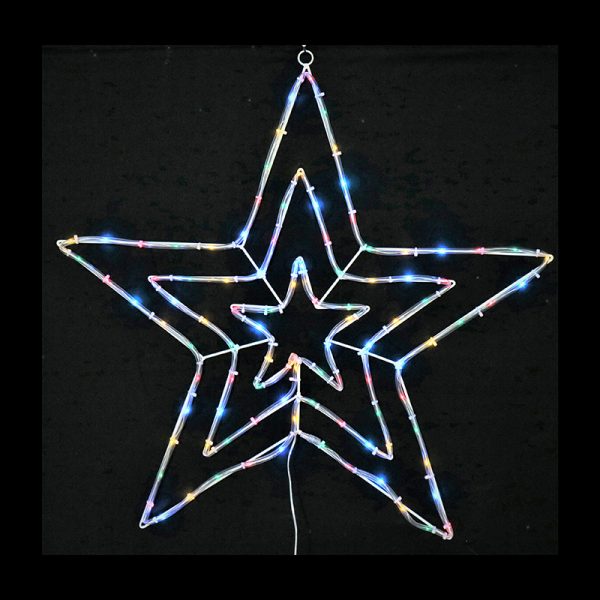 SOLAR LED 3D CHRISTMAS STAR TUBELIGHT - MULTI COLOURED