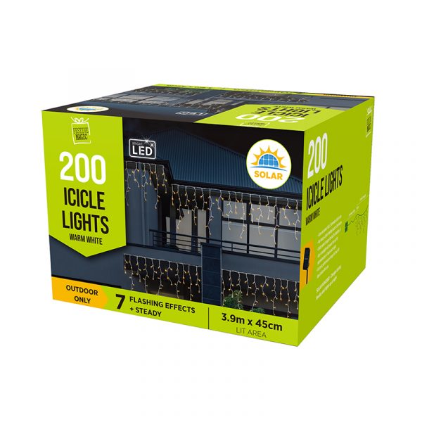 200 warm white solar icicles