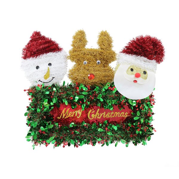 TINSEL SANTA DEER AND SNOWMAN