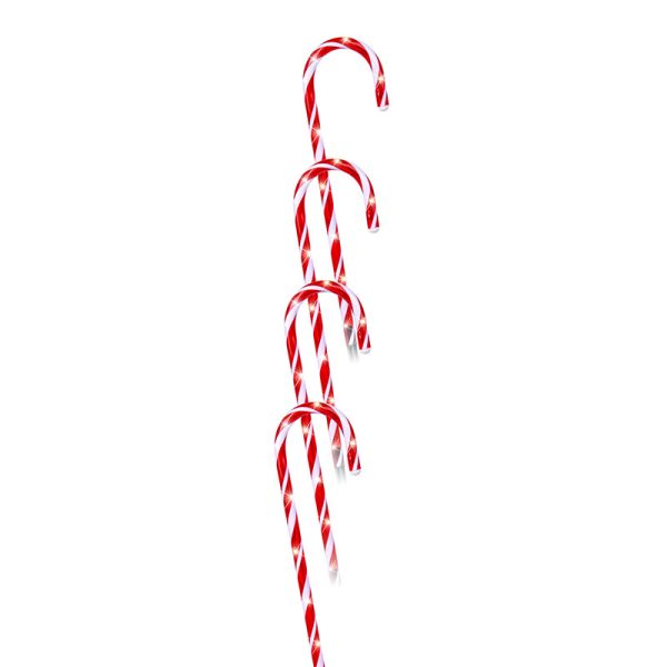 XL0881 4PC LED CANDY CANE STAKES WITH TIMER