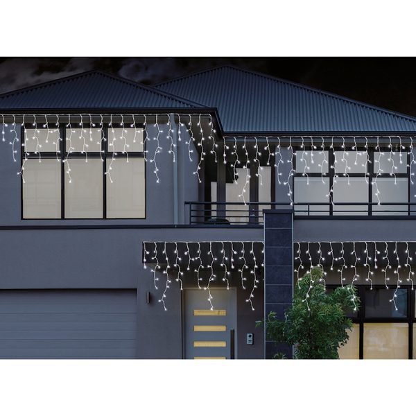 480 COOL WHITE LED SNOWING ICICLE LIGHTS WITH 8 FUNCTION MEMORY