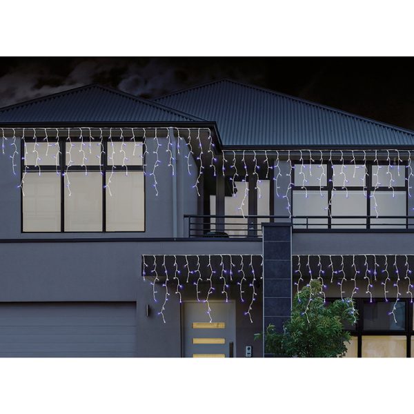 480 BLUE AND WHITE LED SNOWING ICICLE LIGHTS WITH 8 FUNCTION MEMORY 
