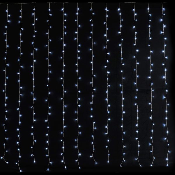 6M 600 COOL WHITE LED CURTAIN LIGHTS