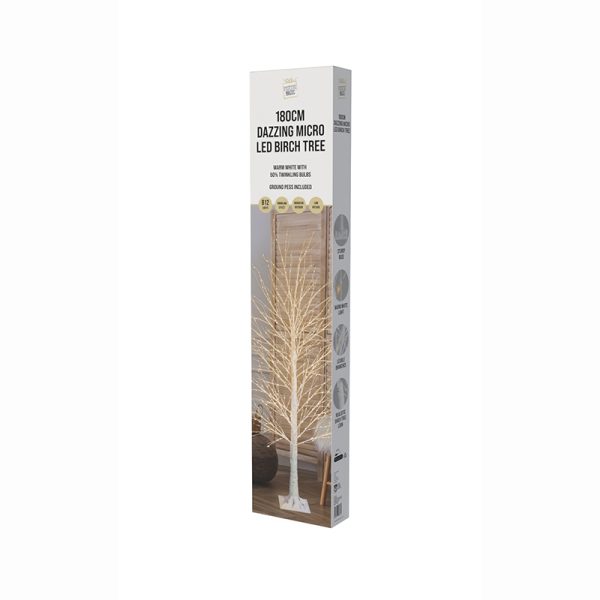 180CM LED DAZZLING WARM WHITE BIRCH TREE TWINKLING