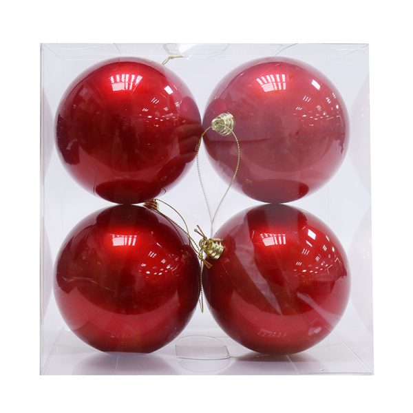10CM 4PK RED BAUBLES  UV STABLE