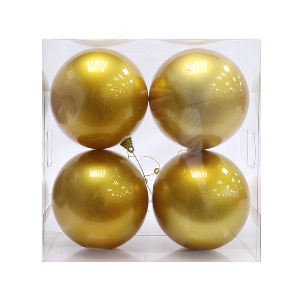 10CM 4PK GOLD BAUBLES UV STABLE