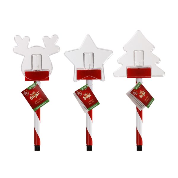 STAKE LIGHT CHRISTMAS DESIGNS 3 ASSTD SOLAR H31CM RGB