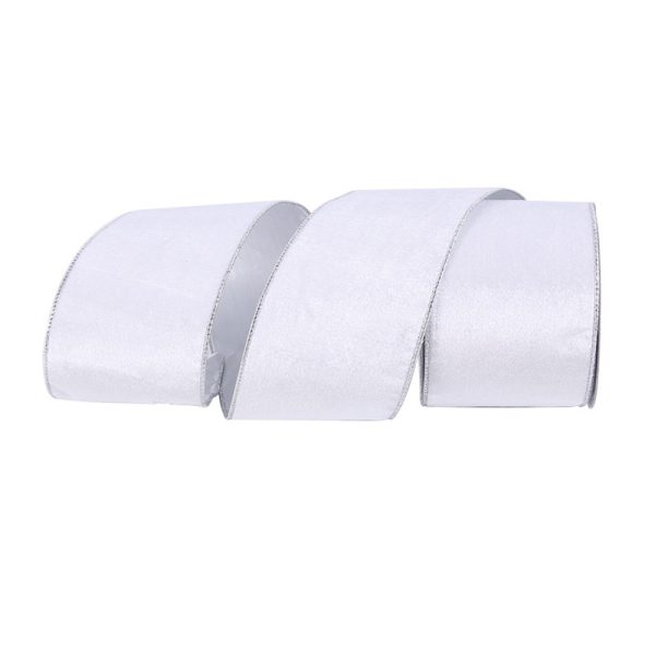 WHITE VELOUR DOUBLE LAYER RIBBON 10CM x 10M