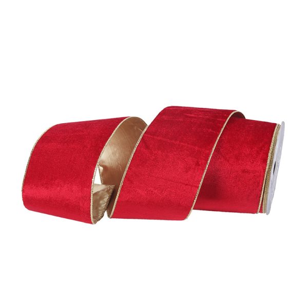 RED VELOUR DOUBLE LAYER RIBBON 10CM x 10M