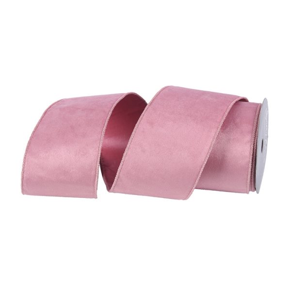 PINK VELOUR DOUBLE LAYER RIBBON 10CM x 10M