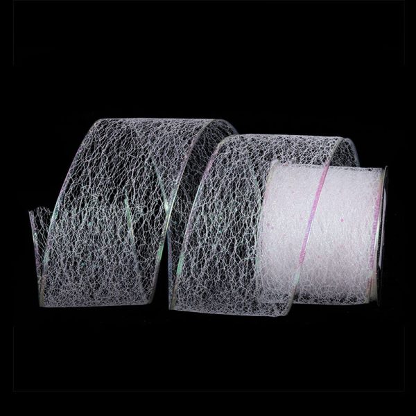 WHITE MESH RIBBON 10CM x 10M
